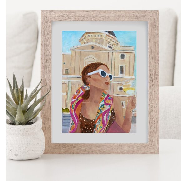 Original Artwork Wine Lover Art Print Fashion Wall Decor Handmade Travel Art - Picture 3 of 9